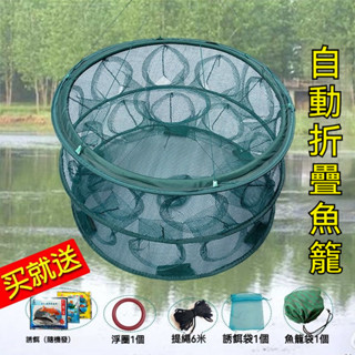 🔥漁網🔥鱸鰻籠 魚網 漁網 撈魚網 魚網 捕魚網 大魚網 魚籠網籠捕魚籠黃鱔泥鰍籠圓形捉魚工具魚網自動折疊龍蝦網抓魚籠