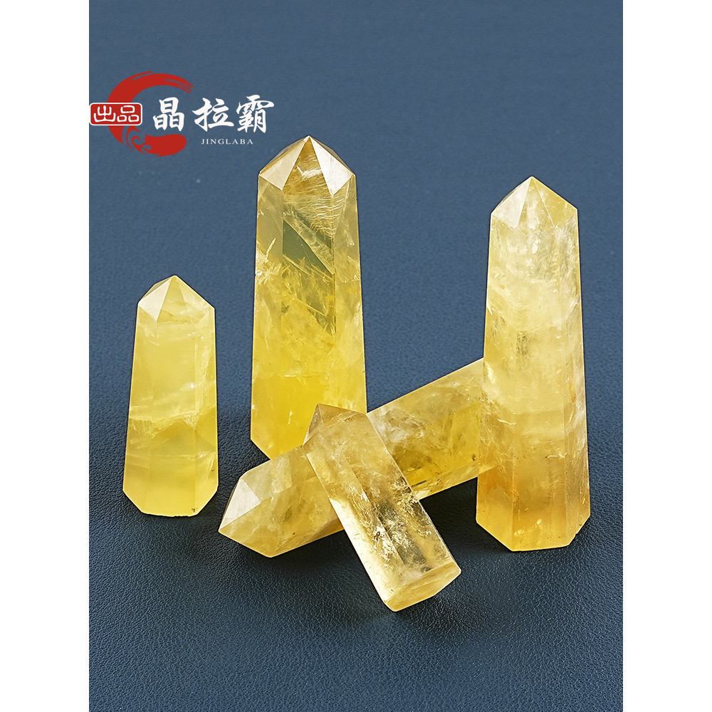 追風者、、天然黃水晶六棱柱擺件檸檬黃單尖柱子原礦打磨家居桌面裝飾水晶柱