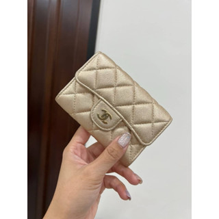 chanel 香奈兒 金色 卡包 信用卡卡夾 卡夾 零錢包 短夾 皮包 皮夾