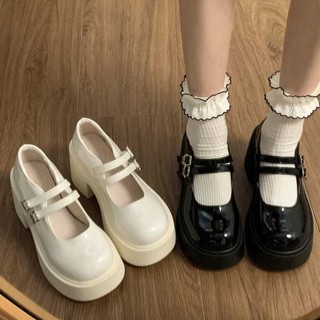 瑪麗珍鞋 鞋子 鞋子女 法式復古瑪麗珍高跟鞋女黑色配裙子大尺碼女鞋厚底粗跟jk單鞋樂福鞋