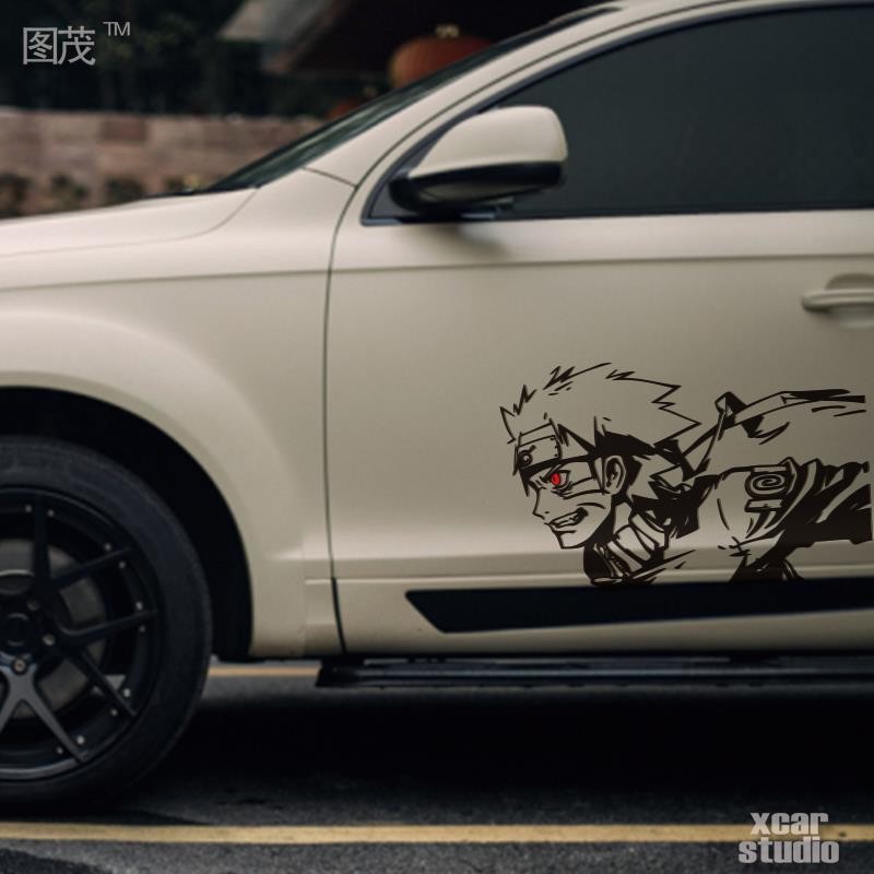 火影忍者汽車貼紙九尾火影忍者衝刺寫輪眼車門貼防水反光改裝動漫拿鐵藝術LNPO