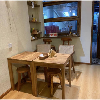 『Kar Man』老榆木餐桌麻辣燙桌子咖啡廳砂鍋店實木小方桌榆木方桌椅子定製