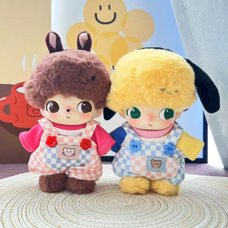 現貨速發僅娃衣】泡泡瑪特毛絨吊飾DIMOO搪膠衣服布魯托娃衣粉藍格揹帶褲