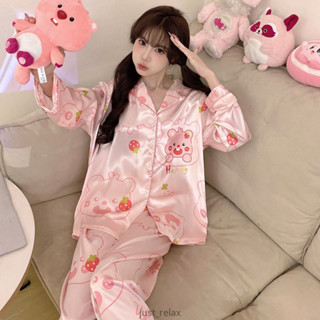 現貨 2025新款 loopy睡衣 長袖睡衣 冰絲睡衣 可愛睡衣 女生家居服 大尺碼睡衣 露比 絲質睡衣 居家服 小海狸