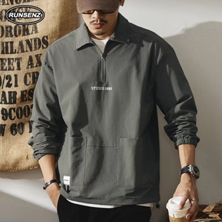 M-5XL 韓系半拉鍊工裝Polo衫男 大尺碼男裝 休閒寬鬆男生衣服 口袋工作上衣 Oversize 加大尺碼