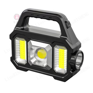 Lius 1PC LED手持燈太陽能COB泛光燈多功能戶外露營帳篷燈應急照明手電筒