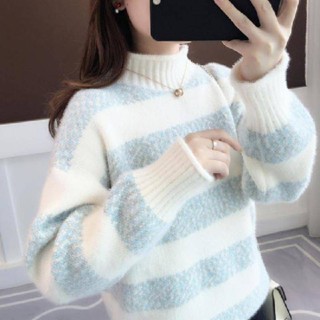 秋冬季雪尼爾新款女裝加厚學生毛衣女寬鬆外穿仿水貂絨針織打底衫