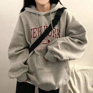 slowly衣客 現貨 純棉連帽衛衣 帽T 印花 長袖上衣 oversize 潮流衣服 ins風 刷毛 秋冬上衣