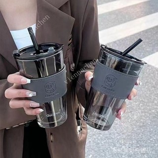 小鹿玻璃盃ins高顔值輕奢吸管盃便攜學生女情侶大容量盃子咖啡盃