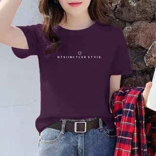 胖胖美依 上衣 短袖T卹 中長款 印花上衣 基本款 M-2XL新款設計感百搭寬鬆圓領印花打底衫上衣-4743.