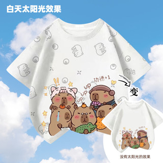 25-04 新品發佈 ALLL2025新品光變網紅卡皮巴拉純棉兒童短袖中大男女童T恤小眾上衣