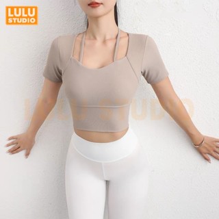 LULU【瑜珈服短袖】帶胸墊 皮拉提斯服 健身上衣 瑜珈服 健身服女 瑜珈上衣 瑜珈t 瑜珈裝 韓國瑜伽服 運動短袖上衣