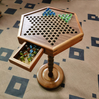 『JIGA』DIY趣味邊幾 跳跳棋北歐實木邊幾 客廳床頭櫃沙發茶几 陽臺法式圓幾