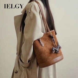 IELGY 時尚潮流百搭復古燈芯絨托特包 大容量單肩水桶包