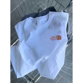 Chic☀2025夏季純棉寬鬆復古休閒無袖百搭運動潮牌原宿風情侶背心T恤ins 女生背心 小可愛上衣 女裝無袖衫 短袖背