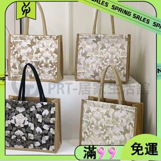 百貨商店文藝花紋 手提包 PU防水面層 大容量外 出復古時尚洋氣單肩托特包 補習袋 百寶袋 功課袋 萬用 手提包 便當袋