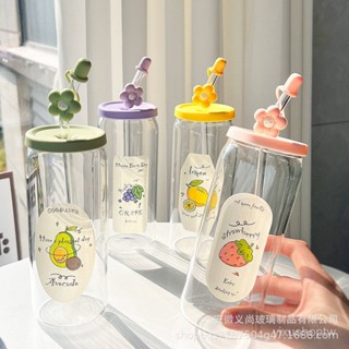 吸管玻璃杯高顔值情侶杯子 大容量水杯 便攜咖啡杯子女生夏季 B7ZT MG0E