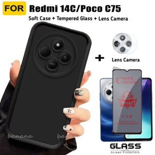 Redmi 14C 防震手機液態矽膠軟套 3in1 Redmi 13C Poco C75 C65 C61 防間諜螢幕保護