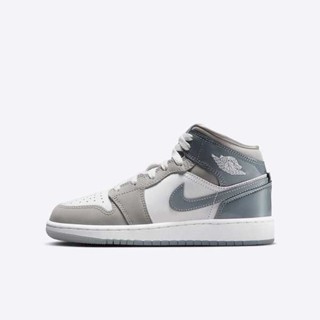 Nike Air Jordan 1 Mid SE GS HF3193-100 大童 運動休閒鞋 漆皮 AJ1 灰白