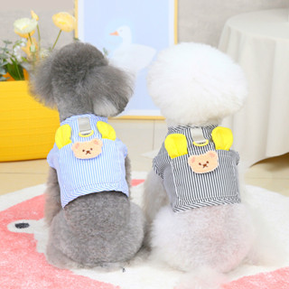 《現貨下單》寵物衣服狗狗胸背無牽引繩帶背心泰迪貓咪衣服寵物服裝直條胸背 可愛貓咪 t恤 犬上衣 大學t 兩腳狗胸背帶