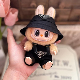 Labubu V1 馬卡龍娃娃衣服 連體褲帽子套裝 適用於 Labubu V2 坐坐派對 拉布布衣服