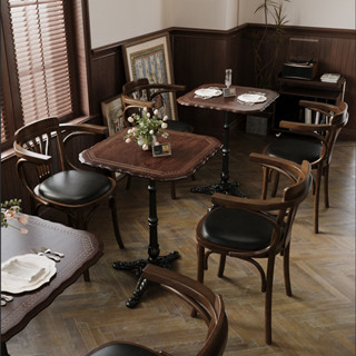 『JIGA』美式復古咖啡廳實木桌椅組合 小酒館奶茶甜品烘焙店餐廳 商用餐桌椅