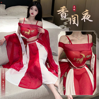 嫵媚女郎-情趣內衣 性感古風漢服誘惑旗袍制服 調情火辣舞姬表演服 cosplay 角色扮演 情趣角色服 情趣衣服