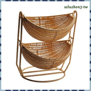 [SzluzhenfbTW] 編織水果籃收納盒 2 層多用途水果碗簡單餐廳婚禮廚房