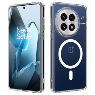 適用於 OnePlus 13 手機殼 ELVEV 防震透明軟 TPU+ 硬 PC 無線充電吸盤