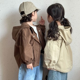 兒童外套男童春裝2025新款春秋季女童連帽風衣寬鬆韓版寶寶上衣服