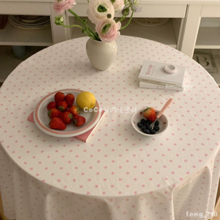 🚚臺灣出貨🎭 韓系ins少女心桌布 免洗防水防燙餐桌布 粉星桌布 書桌蓋布 防塵裝飾卓巾 茶几布 化妝桌布 野餐墊