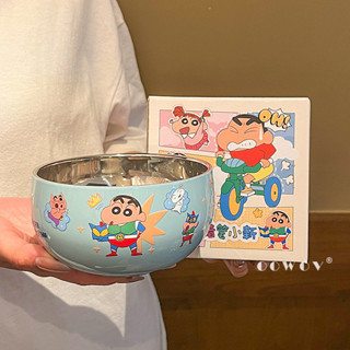 【烏啦啦時尚小屋】蠟筆小新創意卡通學生兒童食品級316不鏽鋼材質麵碗 辦公室家用泡麵碗 高顏值湯碗 兒童沙拉碗 交換禮物