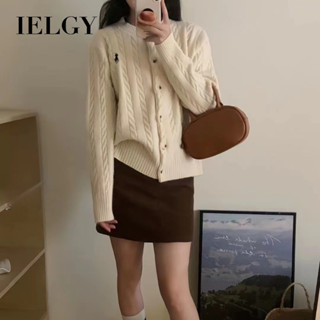 IELGY 韓版針織開衫女學院風時尚百搭圓領上衣