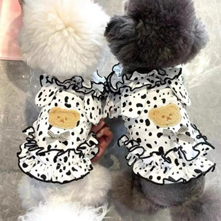 Pet clothing 狗狗寵物衣服春碎花飛袖短裙泰迪比熊狗狗貓咪薄款背心衣服 新款 現貨 25.4.11