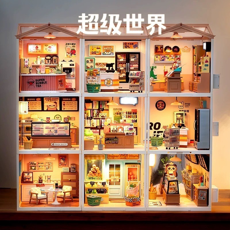 Robotime 若態 Rolife 若來 獨家贈品超級世界商店 含燈 diy手工小屋積木拼圖拼裝 生日禮物桌面擺件裝飾