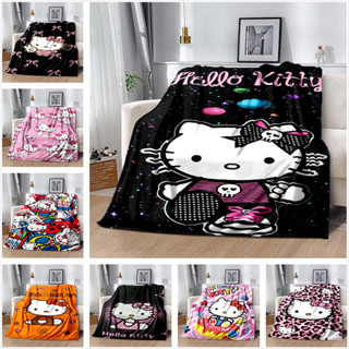 Hello Kitty三麗鷗日本動漫法蘭絨印花毯子四季家居客廳沙發空調毯粉色少女臥室床上卡通動漫柔軟舒適毯子-q