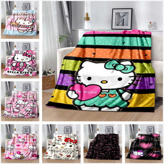 Hello Kitty三麗鷗日本動漫法蘭絨印花毯子四季家居客廳沙發空調毯粉色少女臥室床上卡通動漫柔軟舒適毯子-r