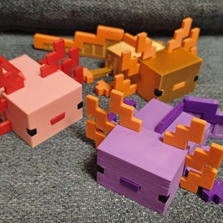 我的世界遊戲周邊3d列印動物模型金紫粉蠑螈可動模型