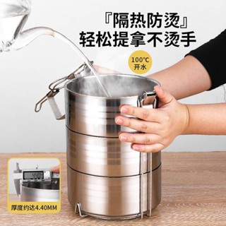 XJ 大容量多層不銹鋼飯盒保溫手提便當盒4/5層加厚學生食堂提籃飯桶