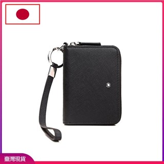 日本代購【附發票】全套禮盒包裝 MONTBLANC(萬寶龍)名片夾 耐刮耐磨十字紋 牛皮拉鍊零錢包男士真皮卡包
