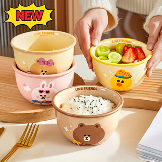 Graby2025 LINE FRIENDS陶瓷碗米飯碗湯碗優格碗蛋糕碗沙拉碗布朗熊家用陶瓷碗泡麵碗高顏值禮盒套裝送禮專