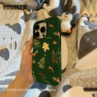 綠色塗鴉耶誕節圖案保護殼適用於 iPhone 11 15Pro 14ProMax 7plus 13Pro 16ProMa