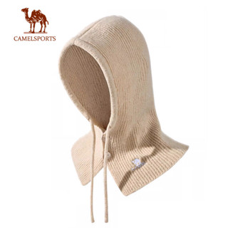 CAMEL SPORTS駱駝 針織套頭帽 新款女式冬季巴拉克拉法帽圍巾一體式保暖護耳羊毛帽