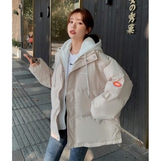 秋季羽絨服女 加絨保暖棉服 新款學院風加厚棉衣 網紅款韓版假兩件寬鬆外套 大衣 顯瘦拉鏈開衫 連帽麵包服 女裝批發價 #