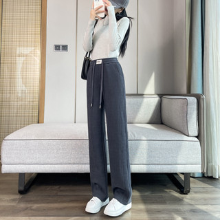 【遇見衣櫥】雪尼爾 闊腿褲女 新款爆款 秋冬季 加厚加絨 女褲 休閒 直筒褲子 闊腿女 冬季顯瘦 百搭小個子