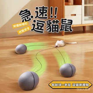 ✈臺灣現貨✈貓咪玩具球 電動逗貓球 自動智慧滾滾球 智慧逗貓老鼠 寵物解悶耐咬自嗨神器 自帶老鼠追跑玩具