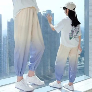Angel Baby 臺灣現貨 女童長褲 女童褲子夏季兒童薄款抖抖冰絲長褲大童夏裝運動褲女孩冰絲防蚊褲