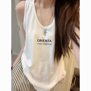 Chic☀夏季慵懶百搭無袖背心女新款純棉寬鬆顯瘦印花內搭外穿上衣ins潮 女生背心 小可愛上衣 女裝無袖衫 短袖背心