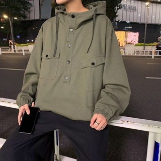 D0403-新款男士工裝衛衣外套 潮牌寬鬆日係連帽衛衣 國潮機能夾克帽T 春秋韓版潮流連帽衫