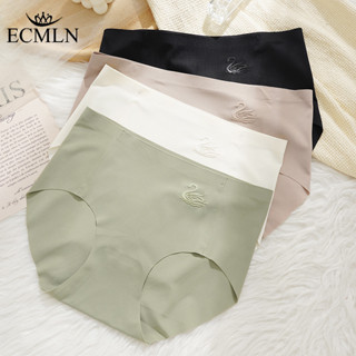 ECMLN 女士中腰無縫內衣冰絲內褲時尚天鵝印花三角褲女簡約透氣內褲